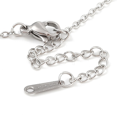 Non-Tarnish 304 Stainless Steel Cable Chain Round Beads Pendant Necklaces for Women NJEW-Z047-02P-1