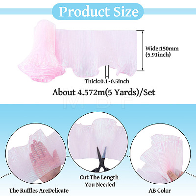 5 Yards Polyester Ruffled Ribbon OCOR-TA0004-06F-1
