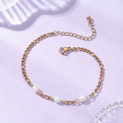 Natural Cultured Freshwater Pearl Beads Link Bracelets BJEW-JB13206-1