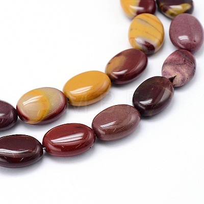 Natural Mookaite Flat Oval Bead Strands G-M206-21-1