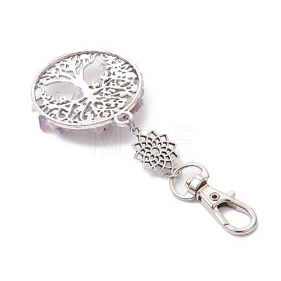 Chakra Natural & Synthetic Gemstone Chips Beads & Alloy Tree of Life Pendant Decorations GG-CJ775D-1