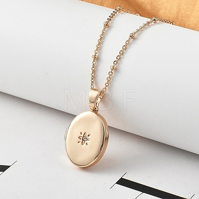 Clear Cubic Zirconia Locket Necklaces NJEW-A036-01C-1