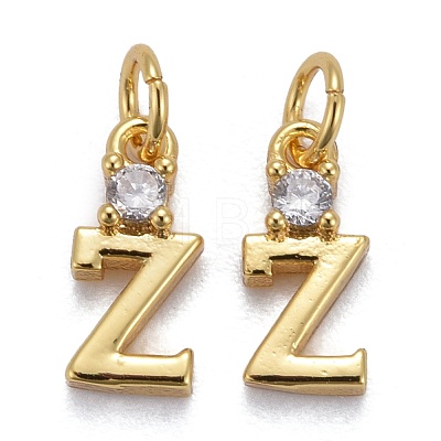 Brass Micro Pave Clear Cubic Zirconia Pendants ZIRC-Z011-35-1