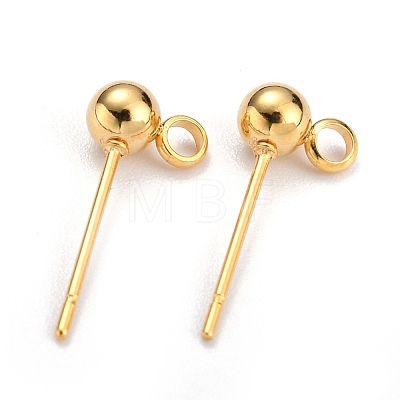 304 Stainless Steel Ball Post Stud Earring Findings X-STAS-Z035-01G-C-1