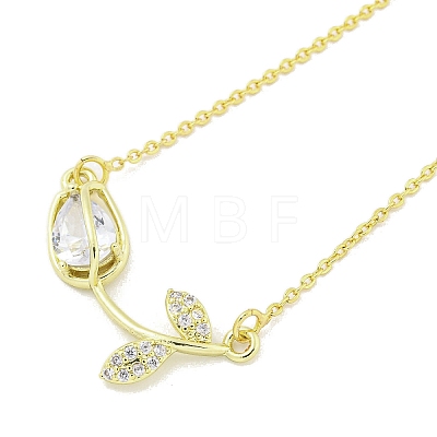 Brass Micro Pave Clear Cubic Zirconia Pendant Necklaces NJEW-Z032-01C-1