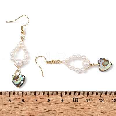 Shell Pearl & Abalone Shell/Paua Shell Beads Dangle Earrings EJEW-JE07314-02-1