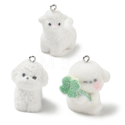 Flocky Opaque Resin Pendants RE-CBA098D-01P-1