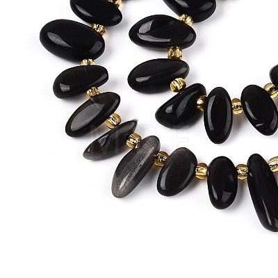 Natural Silver Sheen Obsidian Beads Strands G-Z091-A38-1