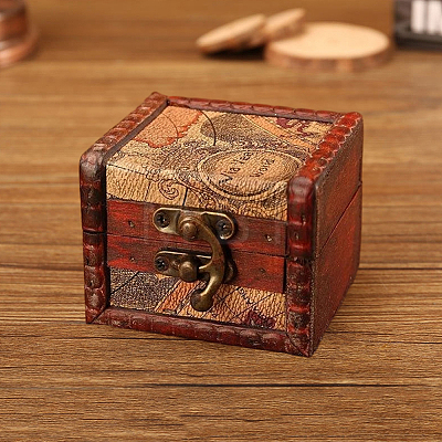 Square Retro Wood Jewelry Set Storage Organizer Boxes with Clasps CON-CL0001-13B-1