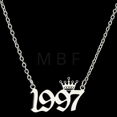 Crown Birth Year 201 Stainless Steel Pendant Necklaces for Women FS-WG4E8F2-58-1