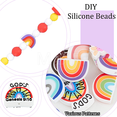 GOMAKERER 24Pcs 8 Style Silicone Focal Beads SIL-GO0001-30-1