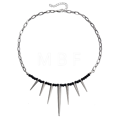 Punk Alloy Thorn Glass Beaded Choker Necklaces for Women WGE9FD8-01-1