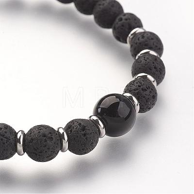 Natural Gemstone Beads Stretch Bracelets BJEW-JB02711-02-1