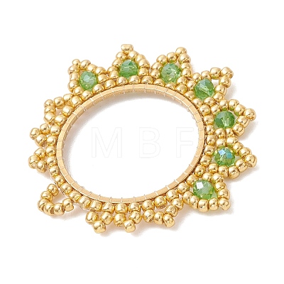 Glass Seed Beaded Flower Pendants PALLOY-MZ01237-02-1