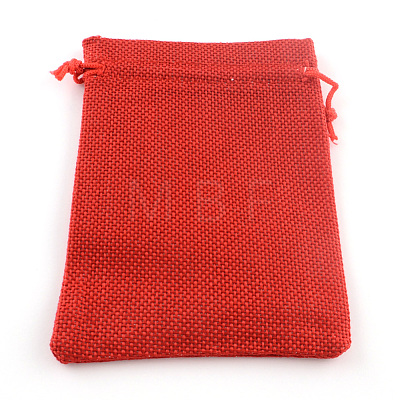 Polyester Imitation Burlap Packing Pouches Drawstring Bags X-ABAG-R004-14x10cm-M1-1