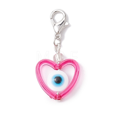Heart with Evil Eye Resin & Acrylic Pendant Decorations HJEW-JM01402-1