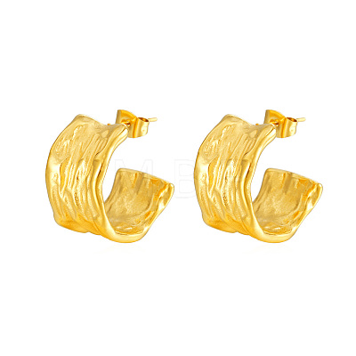 French Retro 304 Stainless Steel C-shaped Stud Earrings LS-VD7473-1