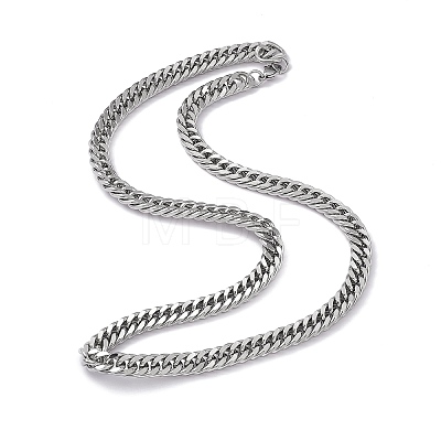 201 Stainless Steel Cuban Link Chain Necklace with 304 Stainless Steel Clasps for Men Women NJEW-M194-01B-P-1