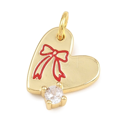 Brass Micro Pave Clear Cubic Zirconia Charms KK-CBAEC22-04G-B-1