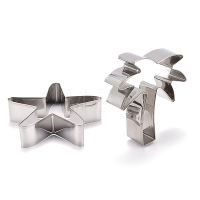 Stainless Steel Mixed Beach Series Shaped Cookie Candy Food Cutters Molds DIY-H142-05P-1