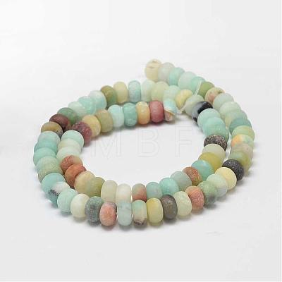 Frosted Rondelle Natural Flower Amazonite Beads Strands G-K094-8x5mm-B-1