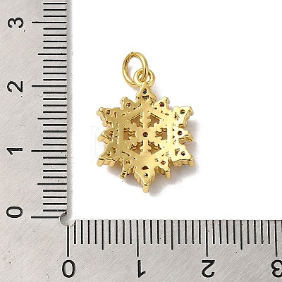 Christmas Snowflake Rack Plating Brass Micro Pave Clear Cubic Zirconia Pendants KK-K377-50G-1