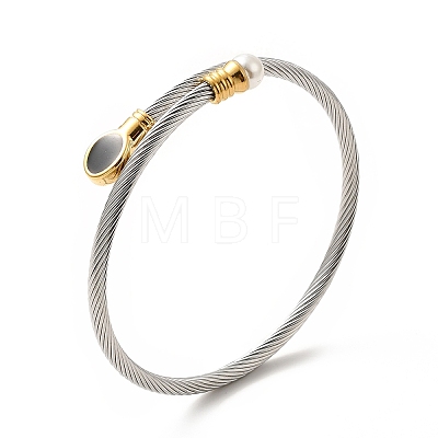 304 Stainless Steel Twist Rope Cuff Bangle BJEW-P283-18M-1