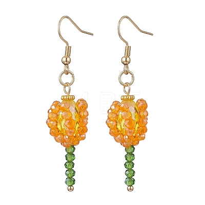 304 Stainless Steel Glass Flower Dangle Earrings EJEW-JE06722-1
