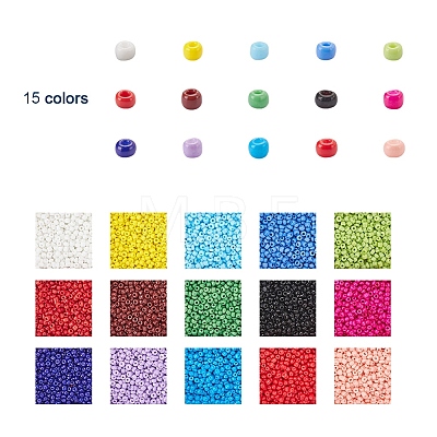 195G 15 Colors Glass Seed Beads SEED-YW0001-11A-1