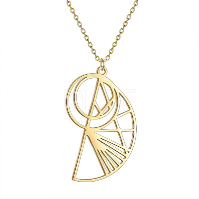 304 Stainless Steel Geometric Shell Shape Pendant Necklaces FS-WG20C55-01-1