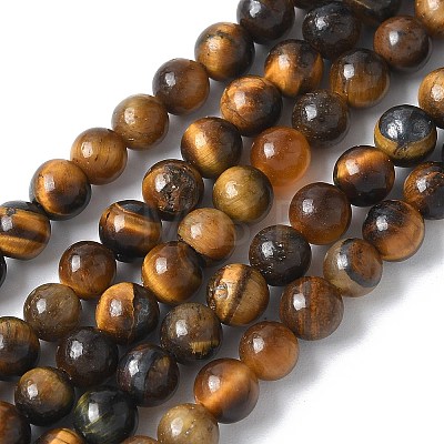 Round Tiger Eye Beads Strands Z0RQT011-AB-1