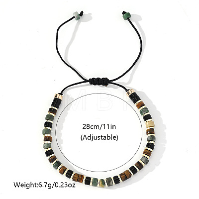 Ethnic Style Natural Mixed Gemstone Column Beads Braided Bead Bracelets for Men Women BR3776-1-1