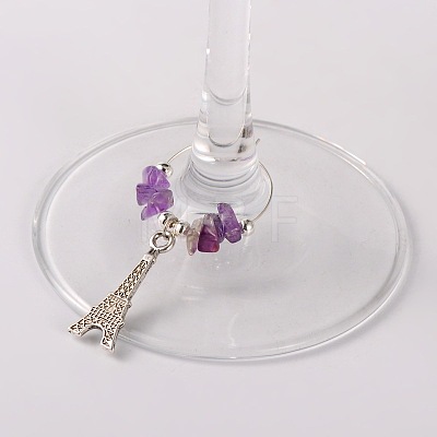 Natural Gemstone Wine Glass Charms AJEW-JO00003-03-1