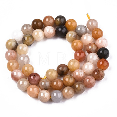 Natural Golden Silk Jade Beads Strands G-S373-004-8mm-1