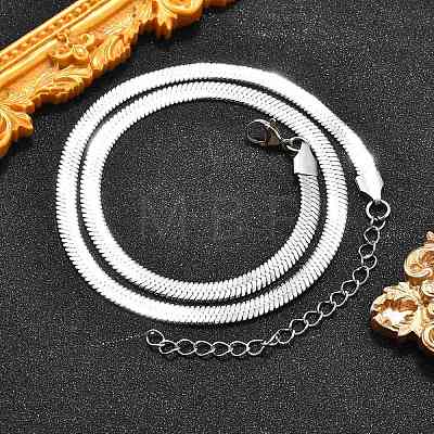 Non-Tarnish 201 Stainless Steel Herringbone Chain Necklaces NJEW-M187-06P-1