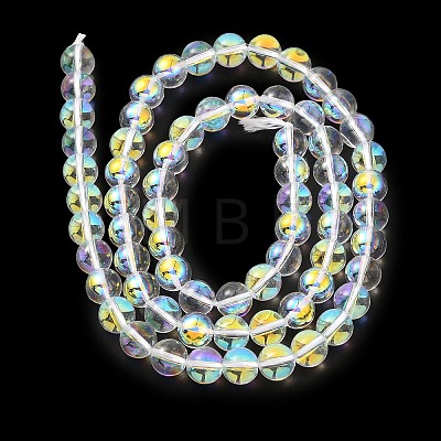 Transparent Electroplate Glass Beads Strands GLAA-T032-T6mm-C18-1