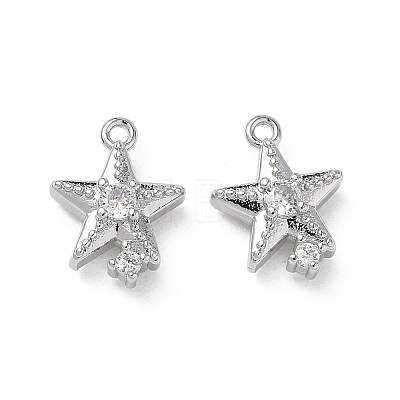 Brass Micro Pave Clear Cubic Zirconia Charms KK-P355-01F-P-1