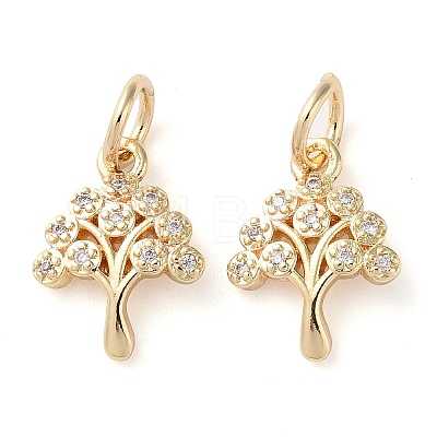 Rack Plating Brass Micro Pave Clear Cubic Zirconia Charms X-KK-D097-05G-1