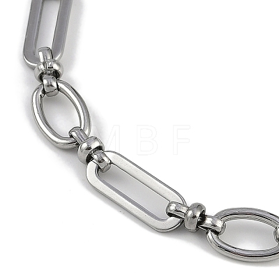 Anti-Tarnish 304 Stainless Steel Oval Link Chain Anklets AJEW-A057-01P-1