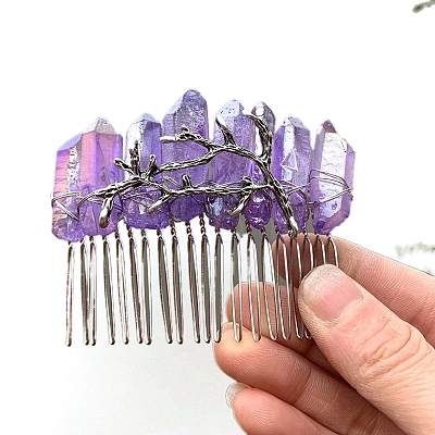 Natural Crystal Hair Combs PW-WGC6E88-02-1