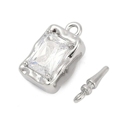 Brass Micro Pave Clear Cubic Zirconia Box Clasps KK-P291-40P-1