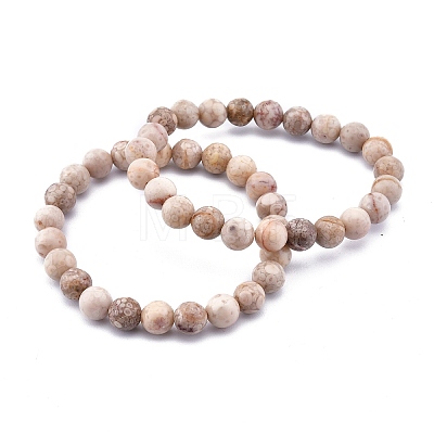 Natural Maifanite/Maifan Stone Bead Stretch Bracelets BJEW-K212-B-044-1