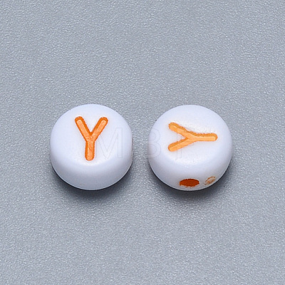 Craft Acrylic Horizontal Hole Letter Beads SACR-S201-11Y-1