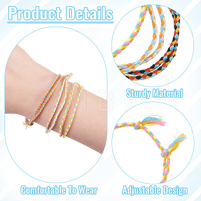 4Pcs 4 Colors Bohemian Cotton Cord Braided Bracelets BJEW-TA0001-26-1
