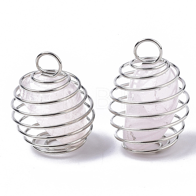 Iron Wrap-around Spiral Bead Cage Pendants IFIN-R239-15P-1