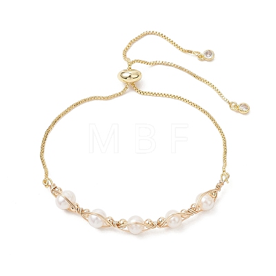 Natural Cultured Freshwater Pearl Beads Slider Bracelets BJEW-JB13345-02-1