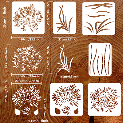 6Pcs 6 Styles Agapanthus Theme PET Hollow Out Drawing Painting Stencils DIY-WH0394-0027-1