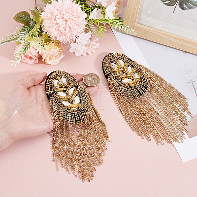 2Pcs Iron Tassel Chain Shoulder Epaulettes DIY-HY0003-62G-1