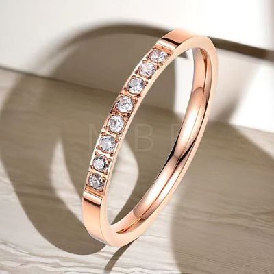 Stainless Steel and Crystal Rhinestone Finger Rings for Women FS-WG71548-08-1