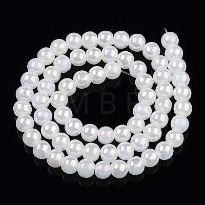 Electroplate Imitation Jade Glass Beads Strands GLAA-T032-J6mm-AB01-1